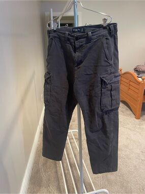 Abercrombie & Fitch Men's Dark Black Cargo Pants